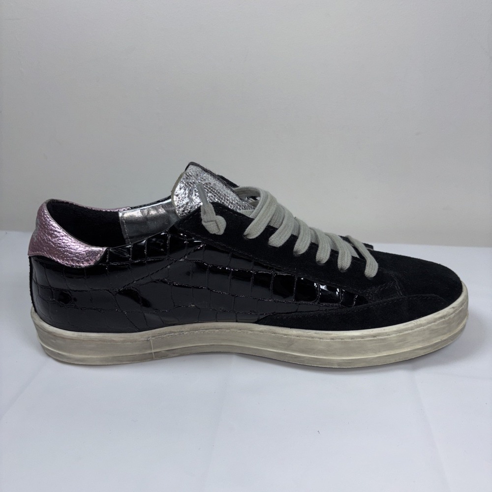 P448 Women John Embossed Patent Leather Gillter Lace Up Sneakers Sz 37/7 Comfort - Picture 7 of 16